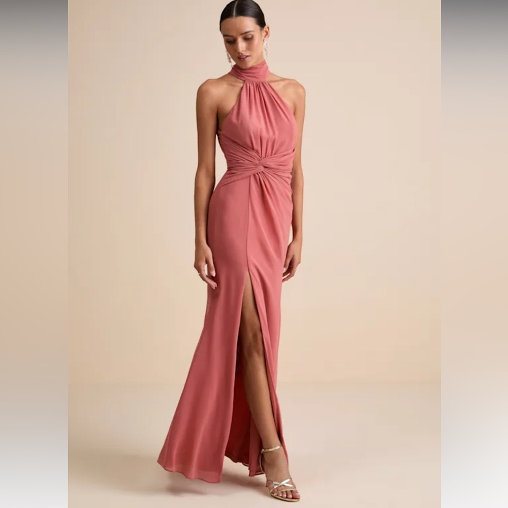 Elegant Pink Halter Maxi Dress -Lulus